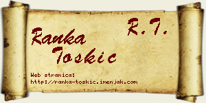 Ranka Toskić vizit kartica